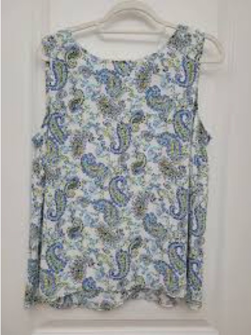 Talbots Sleeveless Paisley Tank - Blue, Green & White